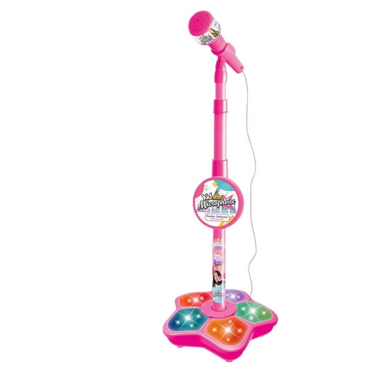 Микрофон на стойке со световыми и звуковыми эффектами Розовый (3509)
