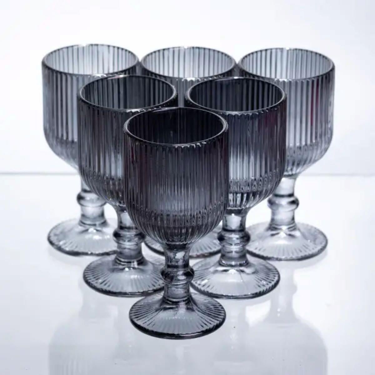 Набор рюмок для крепких напитков 6 шт. по 50 мл ребристых из толстого стекла Серый (HP-19-229)