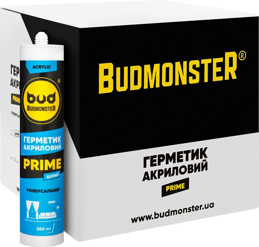 Герметик акриловый Budmonster Prime белый 280 мл (115281) - фото 3 Герметик акриловый Budmonster Prime белый 280 мл (115281) - фото 3