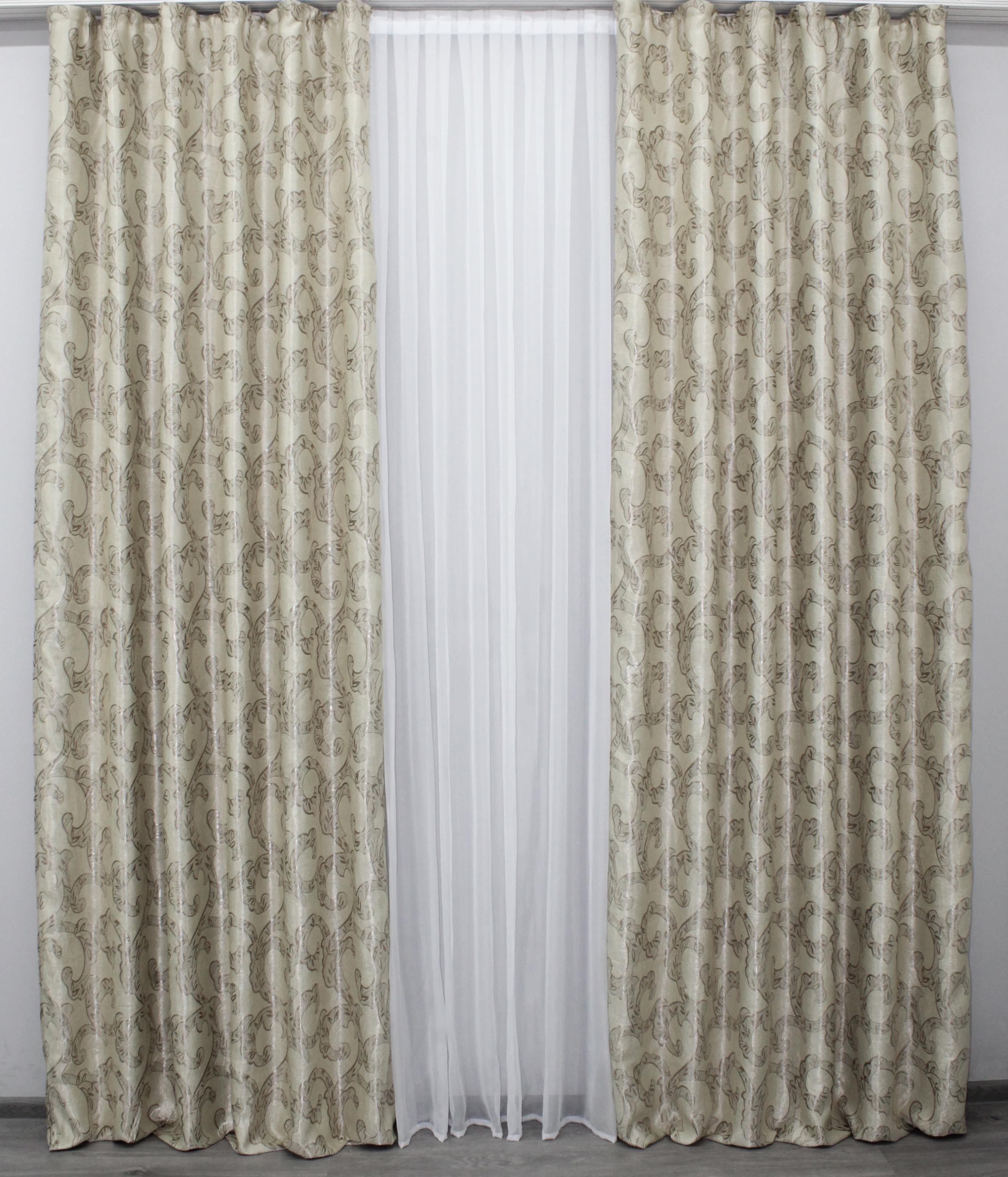 Комплект штор VR-Textil Дамаск № 940ш 100х280 см 2 шт. Бежевый (31-338)