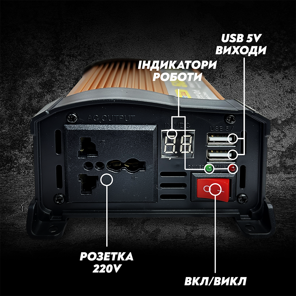 Автомобильный инвертор Andowl Q-KS500 с модифицированным синусом 500 Ватт 500 W (143) - фото 4