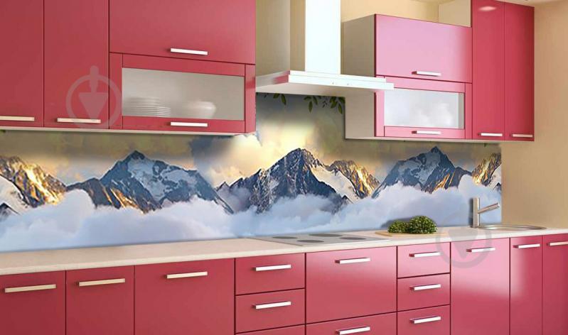 Скинали на кухню Zatarga  "Горы в Облаках"  600х3000 мм виниловая 3Д наклейка кухонный фартук самоклеящаяся Z181750/2