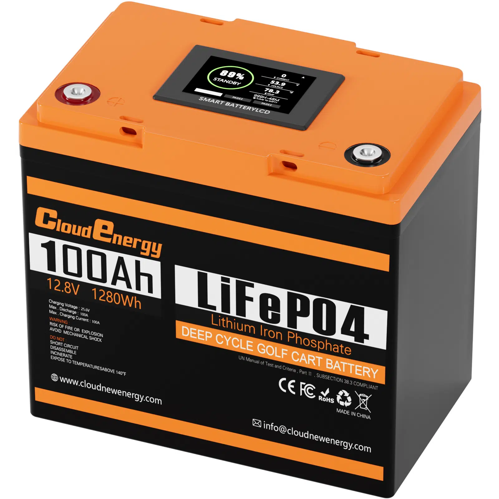 Аккумулятор CloudEnergy 12V 100Ah LiFePO4 с Bluetooth и большим экраном (348167) Аккумулятор CloudEnergy 12V 100Ah LiFePO4 с Bluetooth и большим экраном (348167)