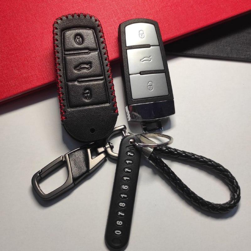 Чехол кожаный для Volkswagen Passat CC 3 кнопок с номером телефона