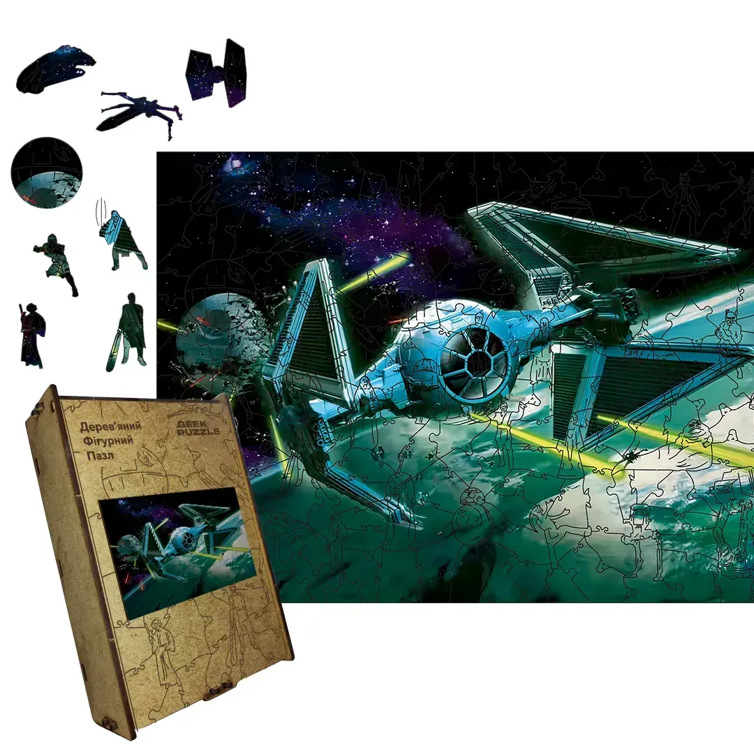 Пазл дерев'яний фігурний Зоряний Перехоплювач А4 картонна коробка 100 елементів