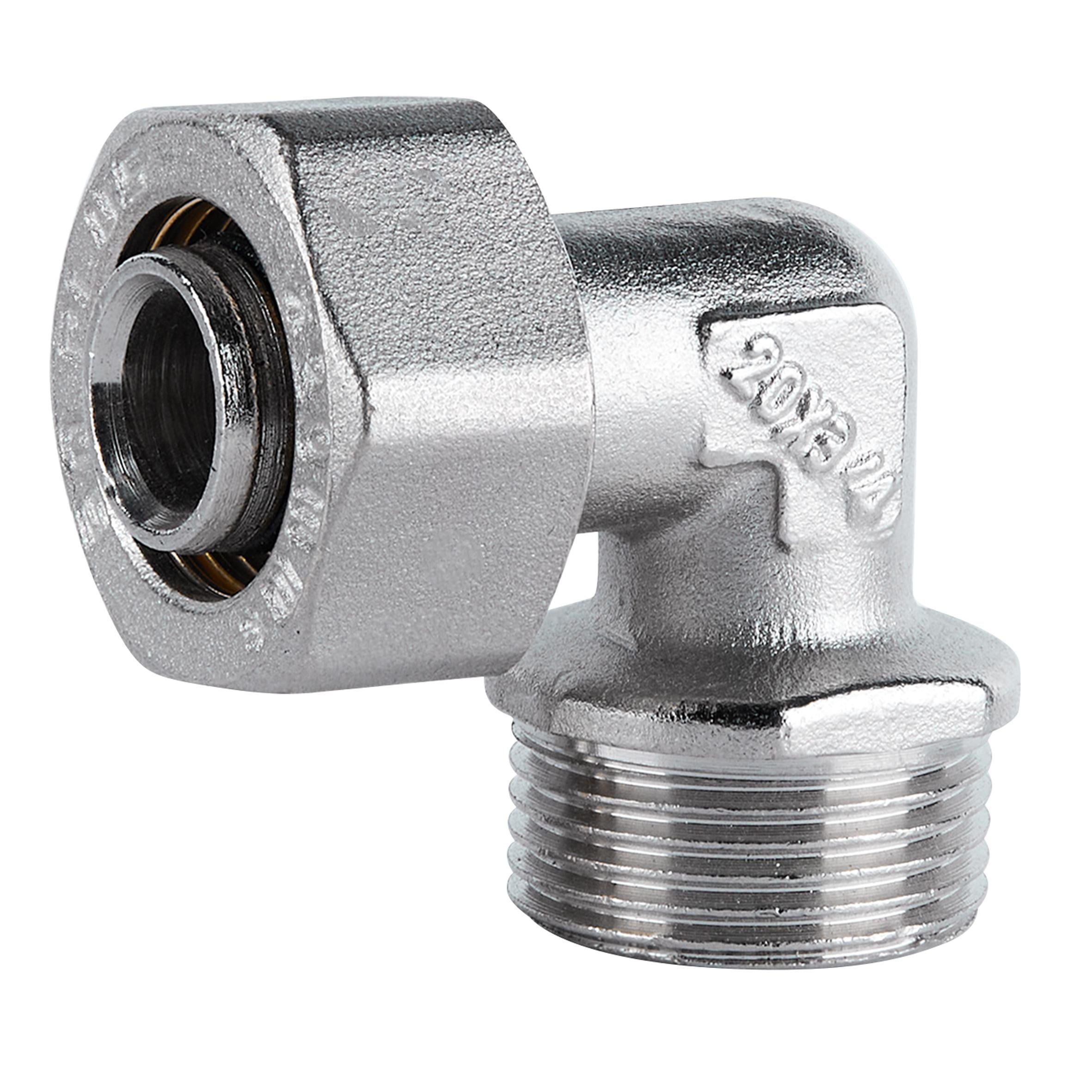 Угол латунный Thermo Alliance SD Plus 20х3/4"С никелированный для металлопластиковых труб (SD157W2020)