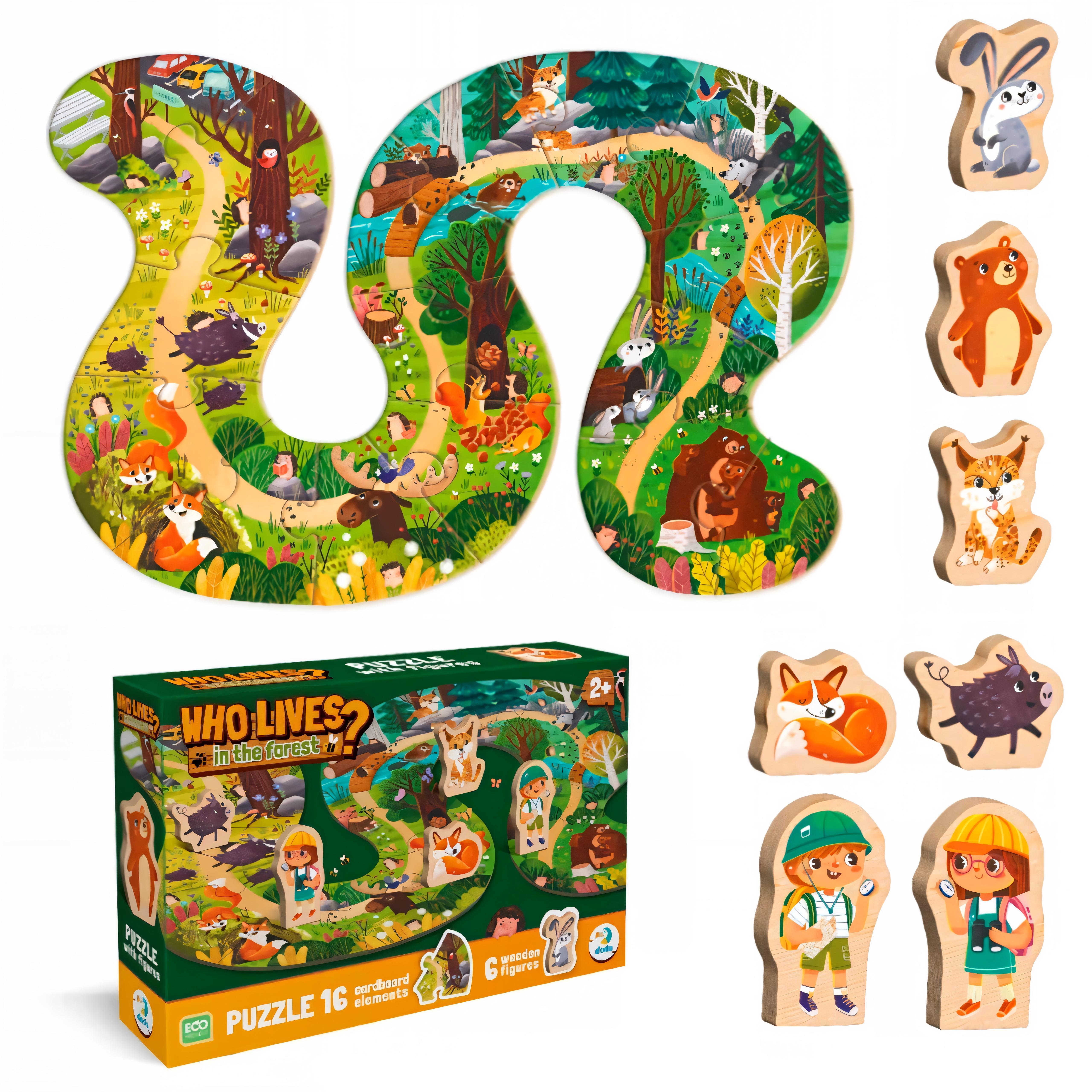 Пазл DoDo Живущий в лесу 16 элементов деревянные фигурки 45х68 см (300608 )