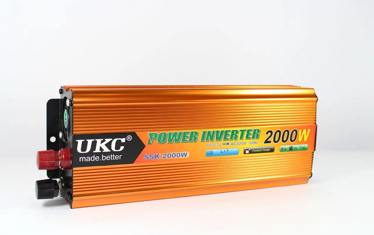 Автомобильный инвертор SSK 2000W 24-220 В с USB и защитой от перегрева для авто и дома 2 кВт (17704) Автомобильный инвертор SSK 2000W 24-220 В с USB и защитой от перегрева для авто и дома 2 кВт (17704)