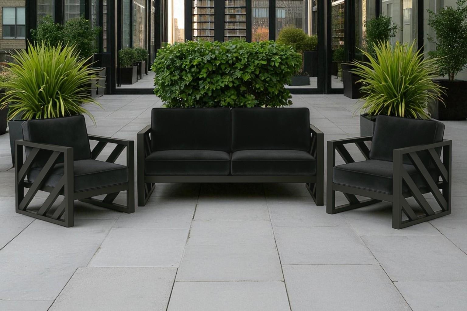 Комплект садовой мебели мягкой ТОБІ ШО Лаверо/S10 велюр 750х1600х700 мм Черный/37 (28265736)