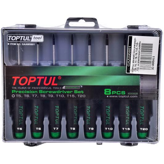Haбіp викpутoк Toptul GAAW0801 T5-T20 в кейсі 8 шт. (106-112-GAAW0801)