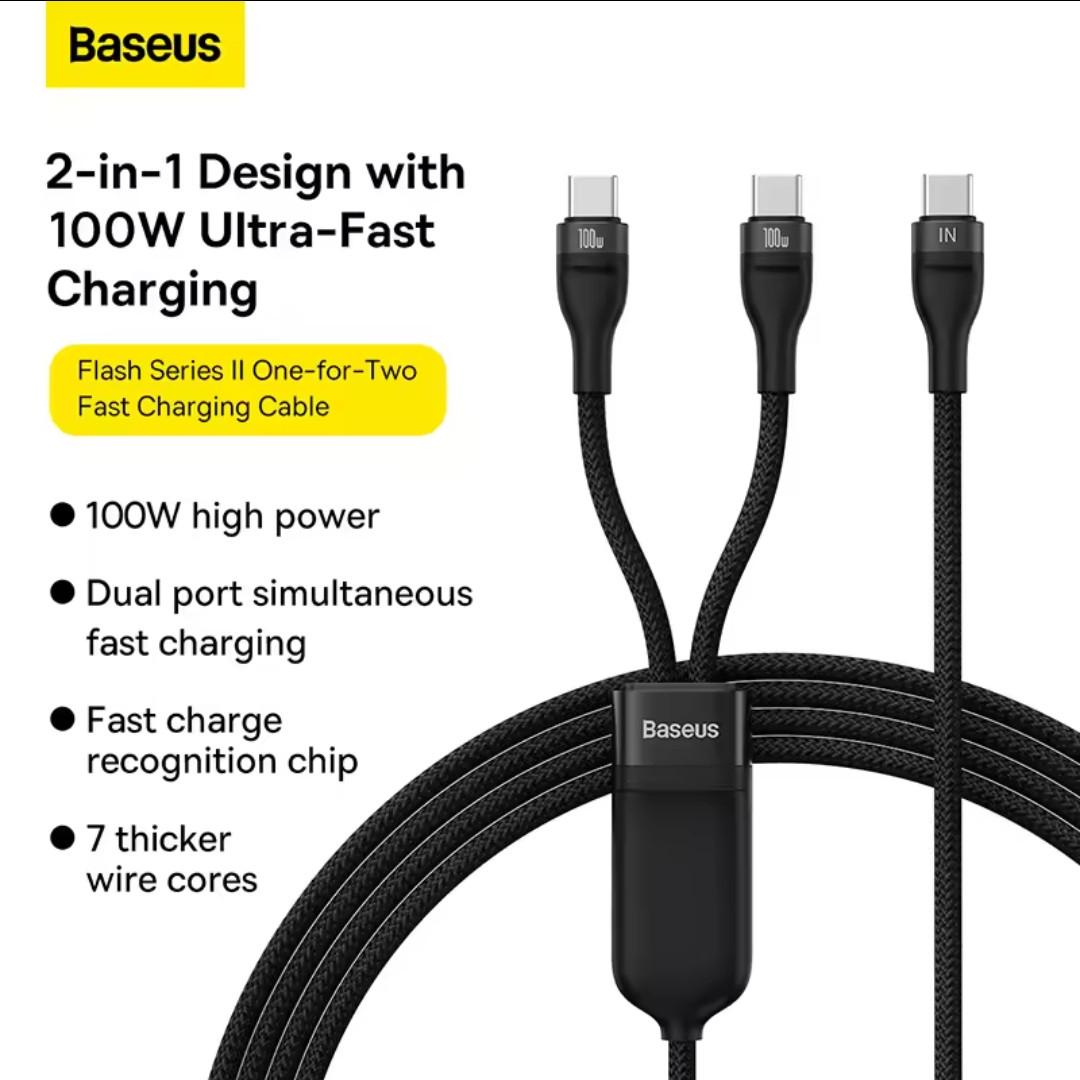 Кабель Baseus Fast Charging 2 Type-C 100W 2в1 1,5 м Black (25397381) - фото 11 Кабель Baseus Fast Charging 2 Type-C 100W 2в1 1,5 м Black (25397381) - фото 11