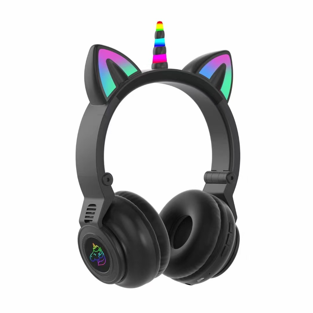 Навушники бездротові Cute Headset 27STN/Bluetooth Котячі вушка з мульти RGB/MP3 плеєром Black - фото 6