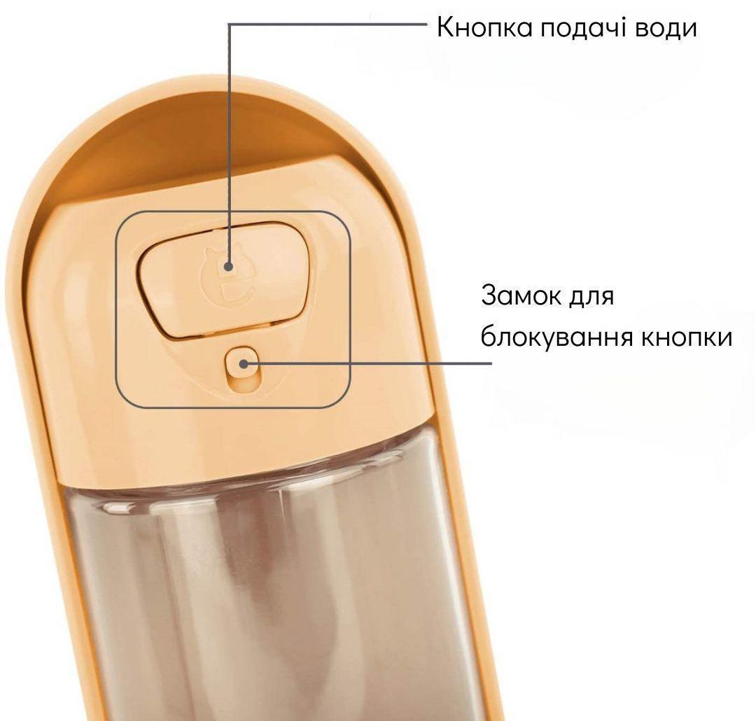 Поїлка похідна для собак ELS PET 300 мл зі шнурком Жовтий (1165702619) - фото 4