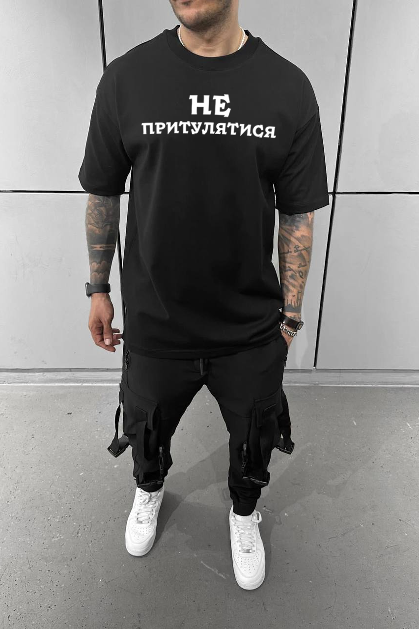 Футболка 58-076 з мерчем M Чорний