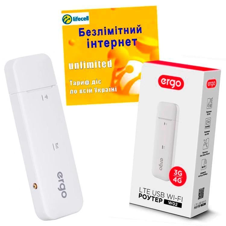 Wi-Fi модем Ergo W02-CRC9 4G и безлимитный интернет (21811193)