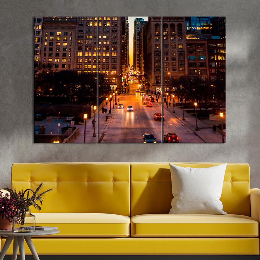 Картина город Оживленная улица Лондона 128x81 см (A769-3)