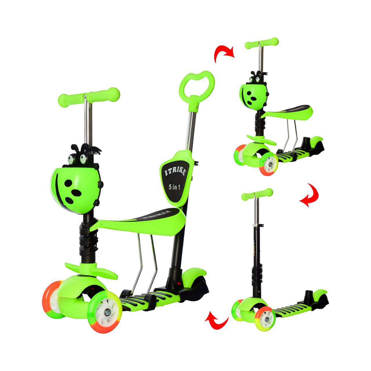 Самокат JR 3-026-C-GR складаний 3 колеса поліуретан Зелений (24713034) - фото 2 Самокат JR 3-026-C-GR складаний 3 колеса поліуретан Зелений (24713034) - фото 2