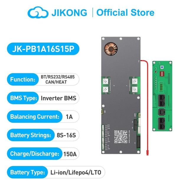 Система Smart Active balance BMS Jikong JK-PB1A16S15P/7S-16S/Li-Ion/LFP/LTO/150A/1A balancer/Bluetooth/RS232/RS485/CAN/HEAT - фото 11