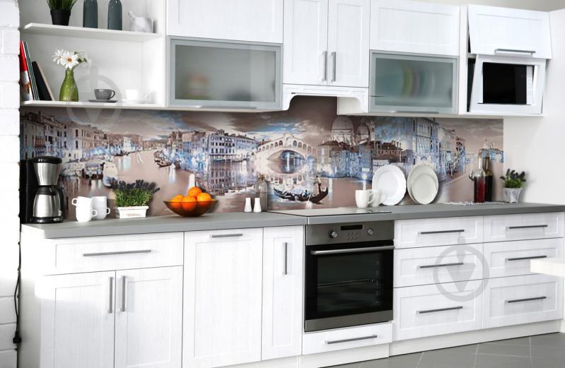 Скинали на кухню Zatarga «Чёрно-белая Венеция» 600х2500 мм виниловая 3Д наклейка кухонный фартук самоклеящаяся
