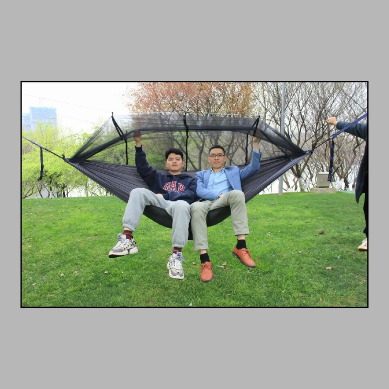 Гамак туристический с москитной сеткой 220x120 см Черный (2690156630) - фото 8