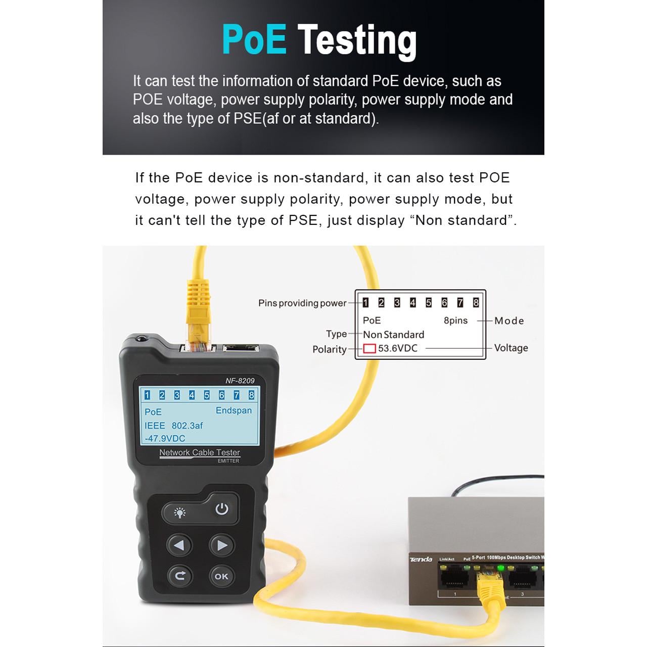 ᐉ ТЕСТЕР кабелю мережевий NF-8209 Network Cable Tester (1801445 ...