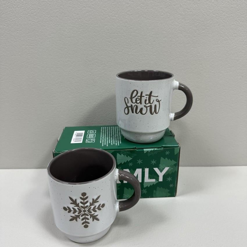 Набор керамических чашек Limited Edition TRSC-BH5019 NY Warmly 320 мл 9 см d 8 см 2 шт. Grey (2815966026) - фото 5