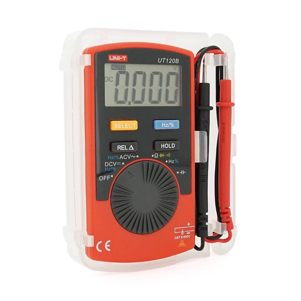 Мультиметр UNI-T UT120B вимірювання V A Ω C Hz °C функції True RMS продзвінку тест діодів перевірка транзисторів 110х58х11 мм