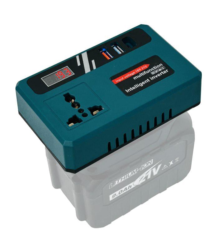 Инвертор аккумуляторный 18-21V – 220V 150 Вт с розеткой 220 В и USB/USB-C Инвертор аккумуляторный 18-21V – 220V 150 Вт с розеткой 220 В и USB/USB-C