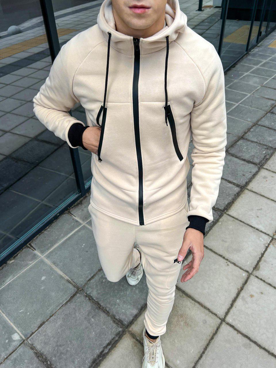 Спортивный костюм мужской Next зимний тринитка на флисе M Бежевый (24079/5/2)