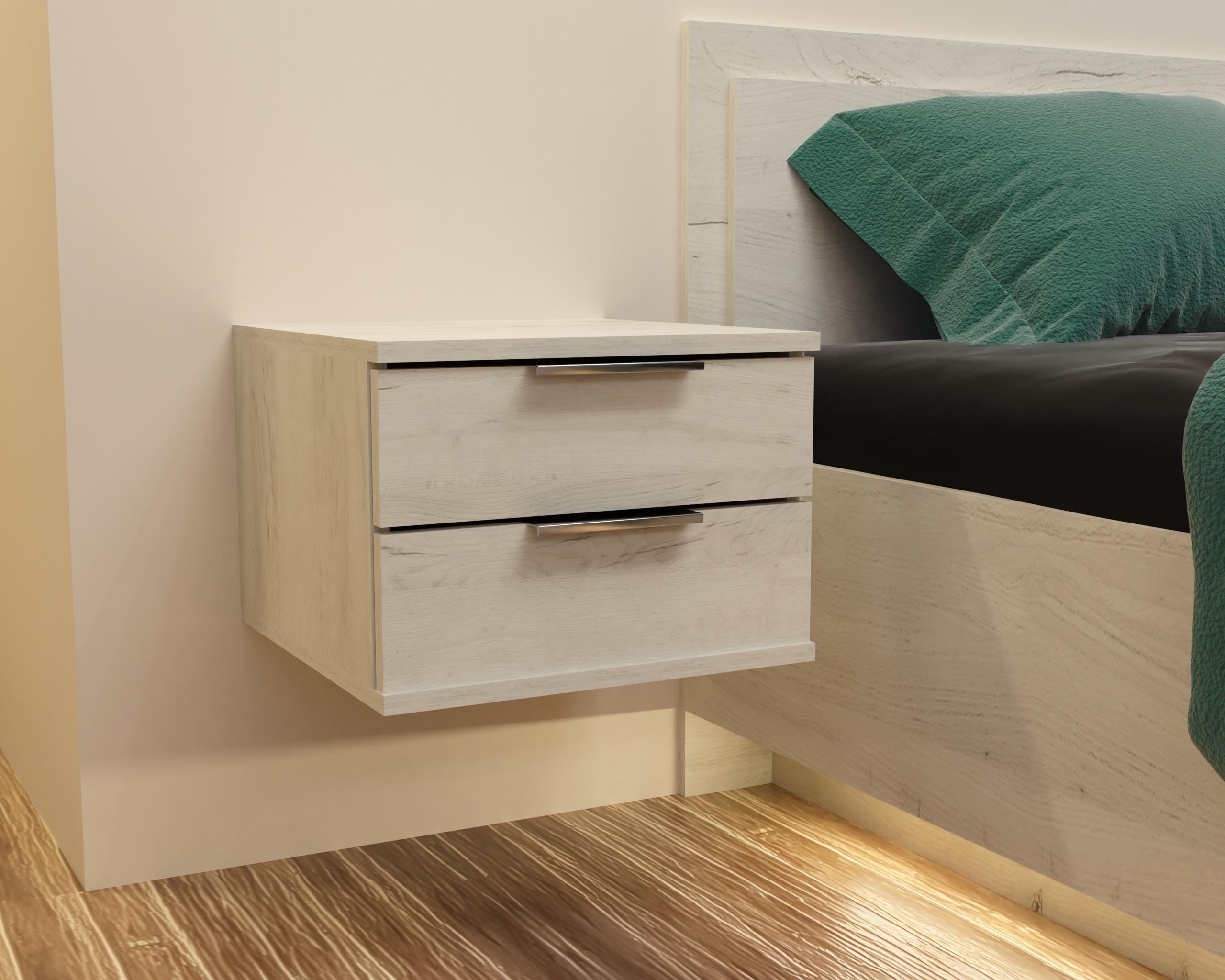 Тумба прикроватная подвесная Кристал 400х400х290 мм Дуб Крафт белый (23222) - фото 2 Тумба прикроватная подвесная Кристал 400х400х290 мм Дуб Крафт белый (23222) - фото 2