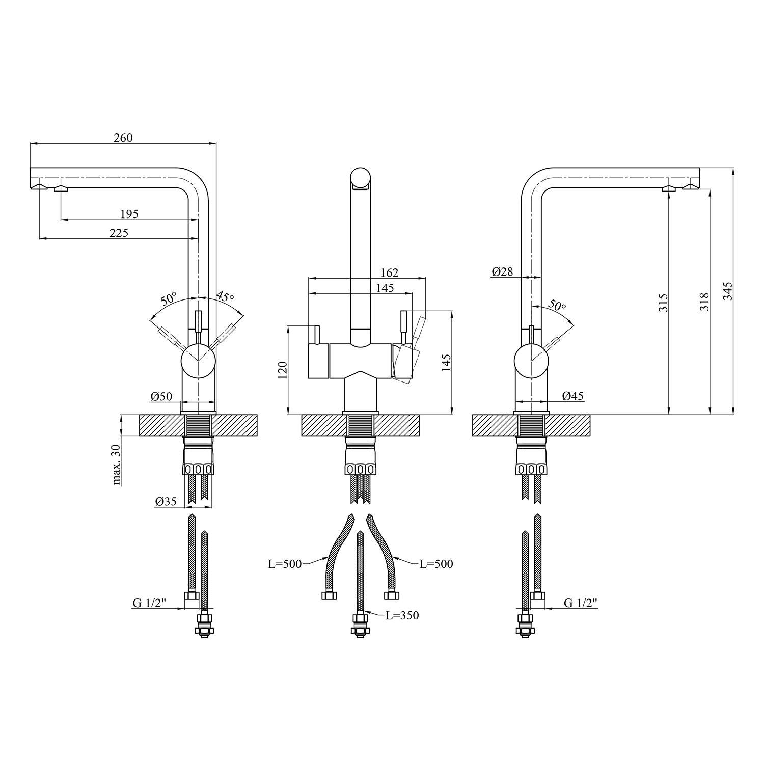 Змішувач для кухні Kroner KRM Edelstahl Klassisch ESG03811 CV027932 (38103) - фото 2