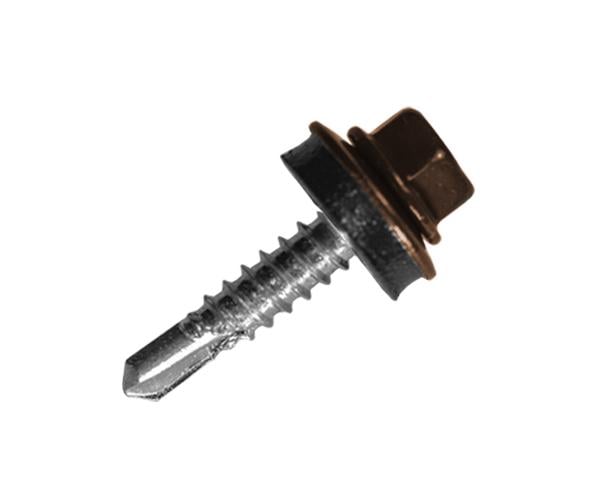 Саморез кровельный по металлу с шайбой EPDM MAXPRO 5,5х25 мм 250 шт. RAL-8024 (SDSM-55258024) - фото 1