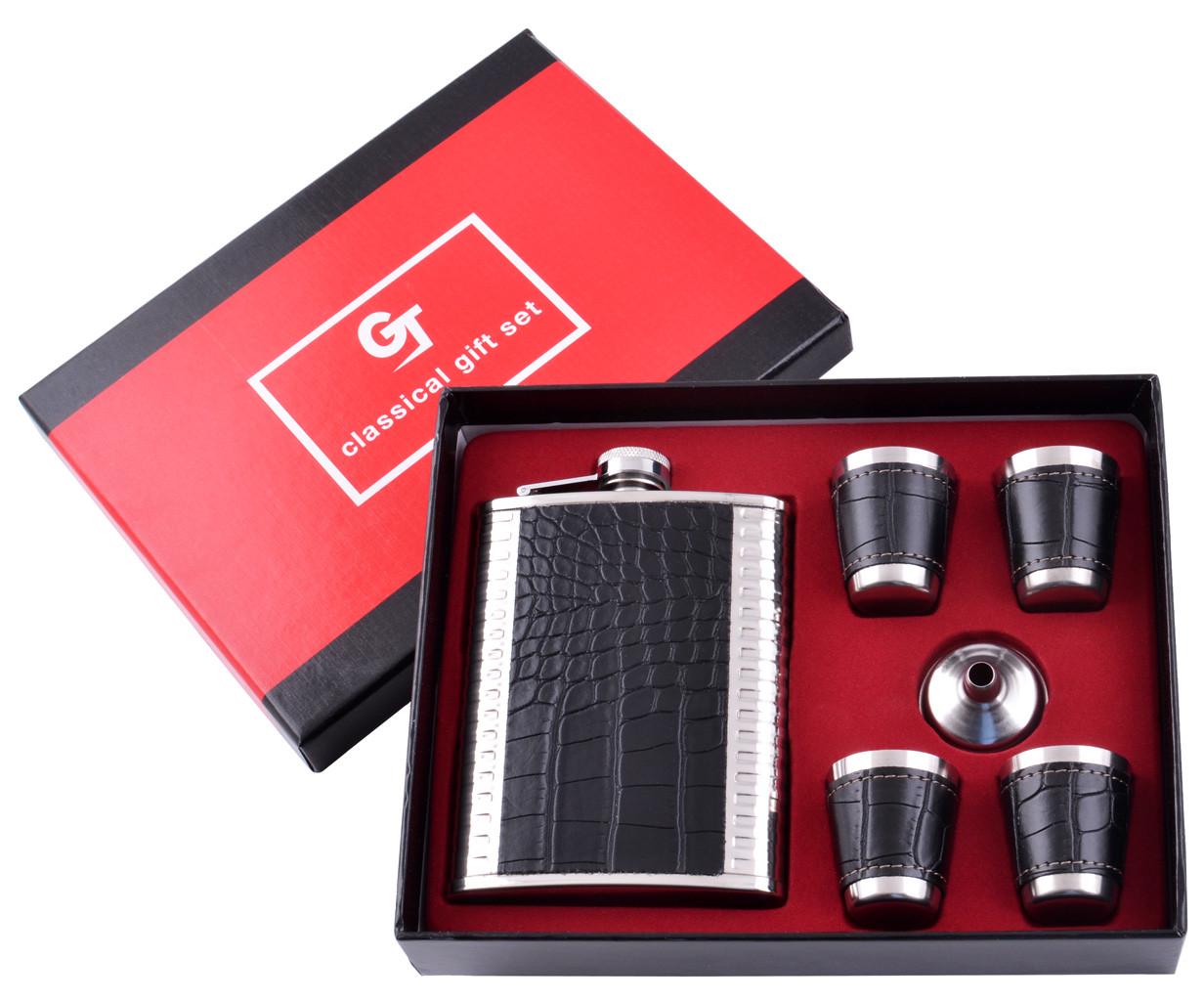 Набор фляга и 4 стопки Koren 240 мл нержавеющая сталь Черный