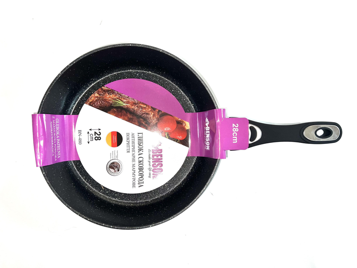 Сковорода глубокая Benson с антипригарным покрытием 28 см Мраморный (BN-480)