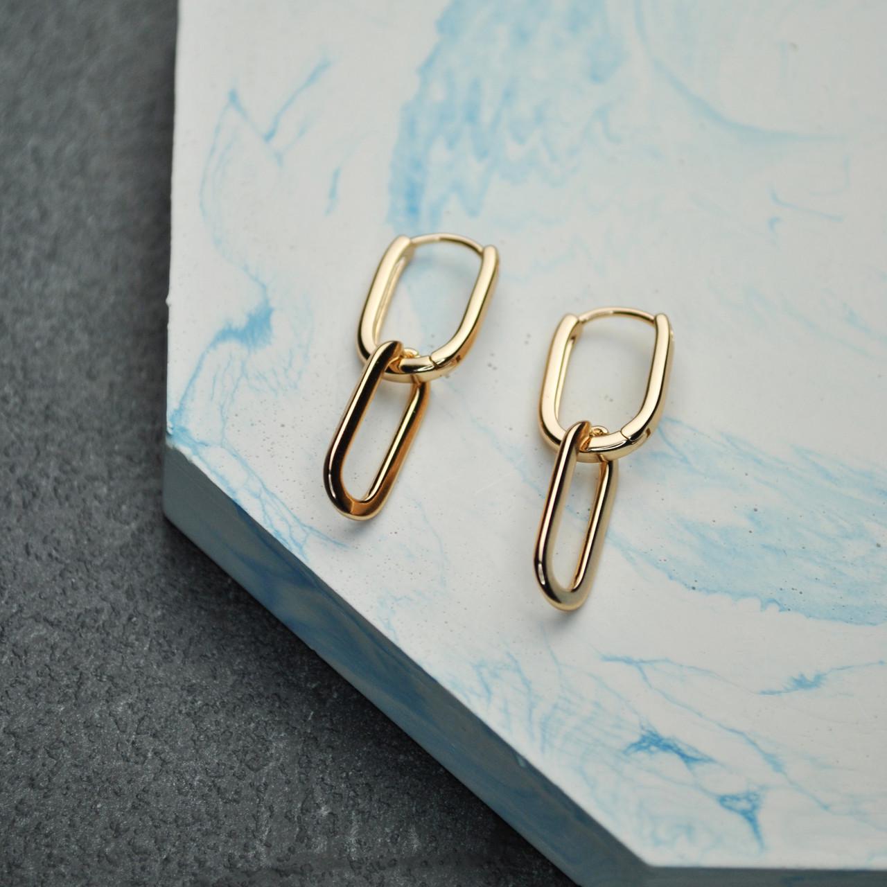 Серьги-кольца два овала медицинская сталь позолота (x101)