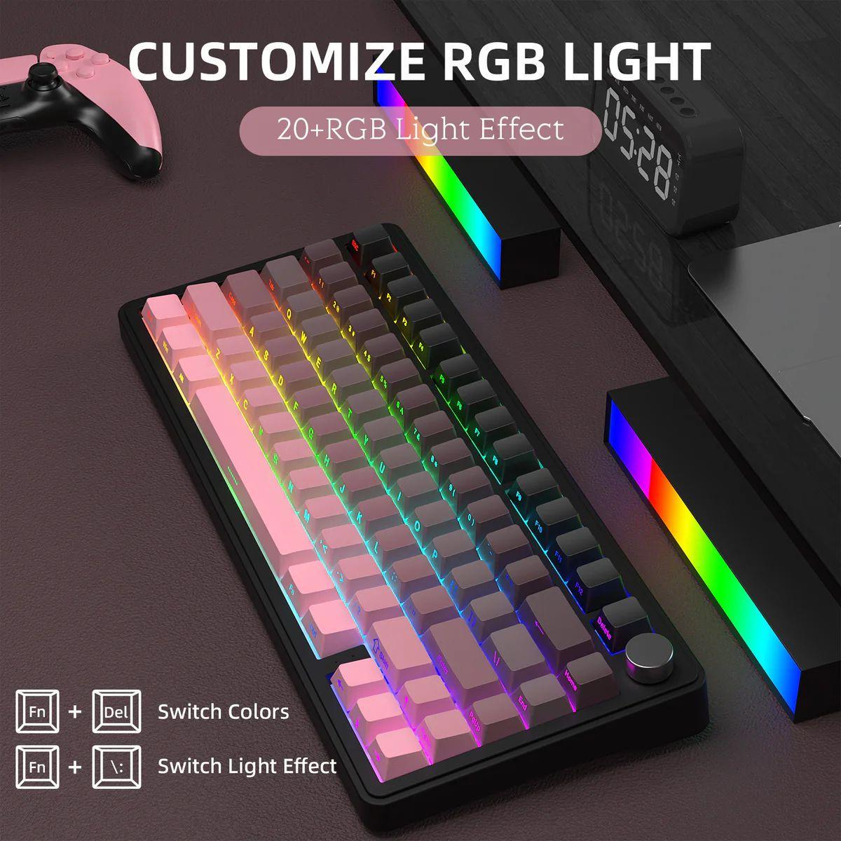Клавиатура беспроводная attack shark X85 75% с боковой гравировкой и RGB подсветкой Pink (2519913225) - фото 5 Клавиатура беспроводная attack shark X85 75% с боковой гравировкой и RGB подсветкой Pink (2519913225) - фото 5