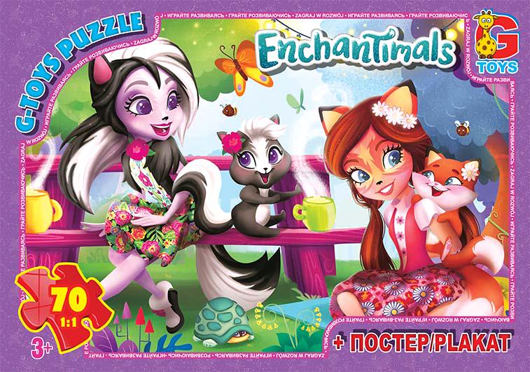 Пазлы G Toys Enchantimals Сказочный Эвервайлд EA214 с постером 70 элементов (113563)