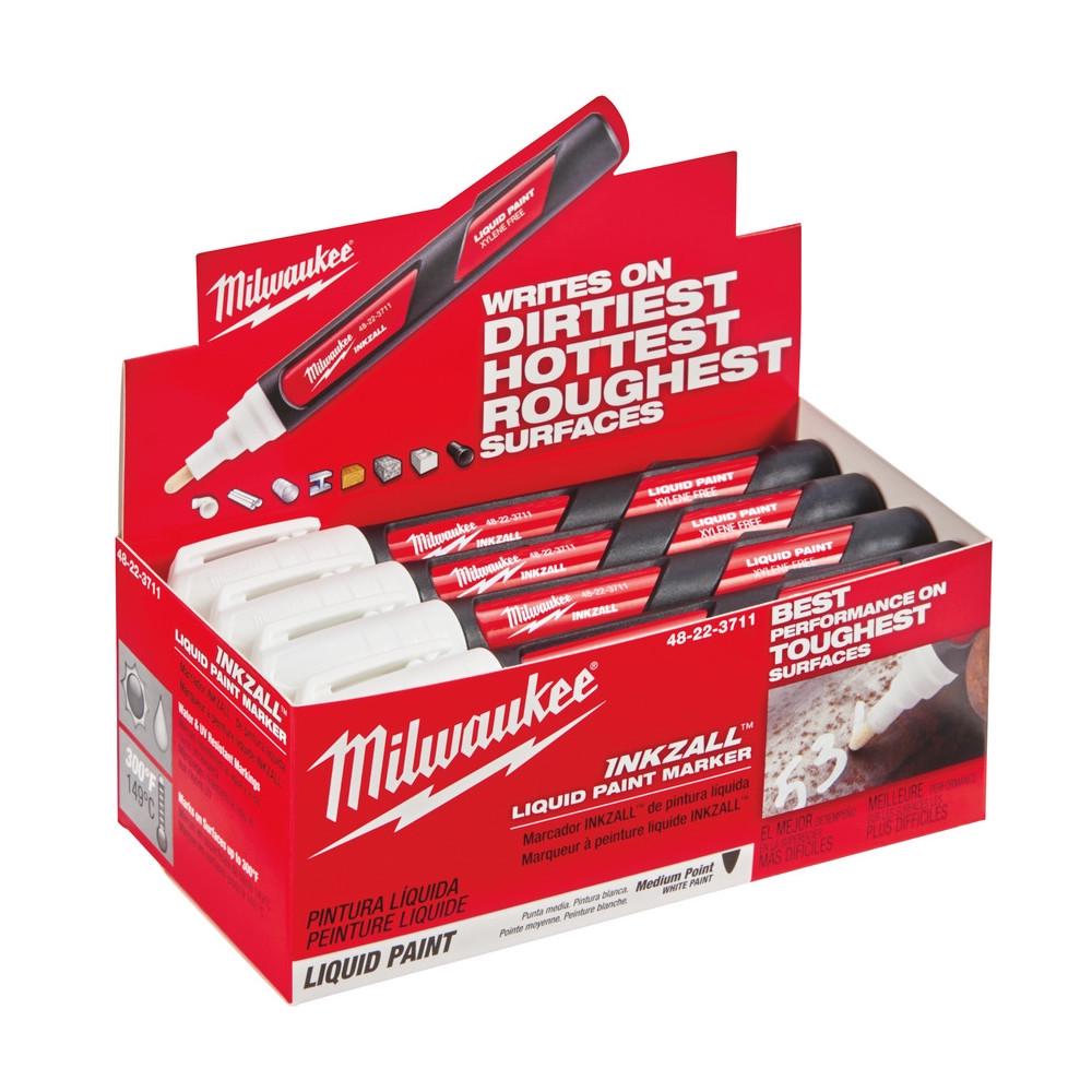 Маркер Milwaukee Inkazall на основі рідкої фарби Білий (48223711) - фото 5 Маркер Milwaukee Inkazall на основі рідкої фарби Білий (48223711) - фото 5