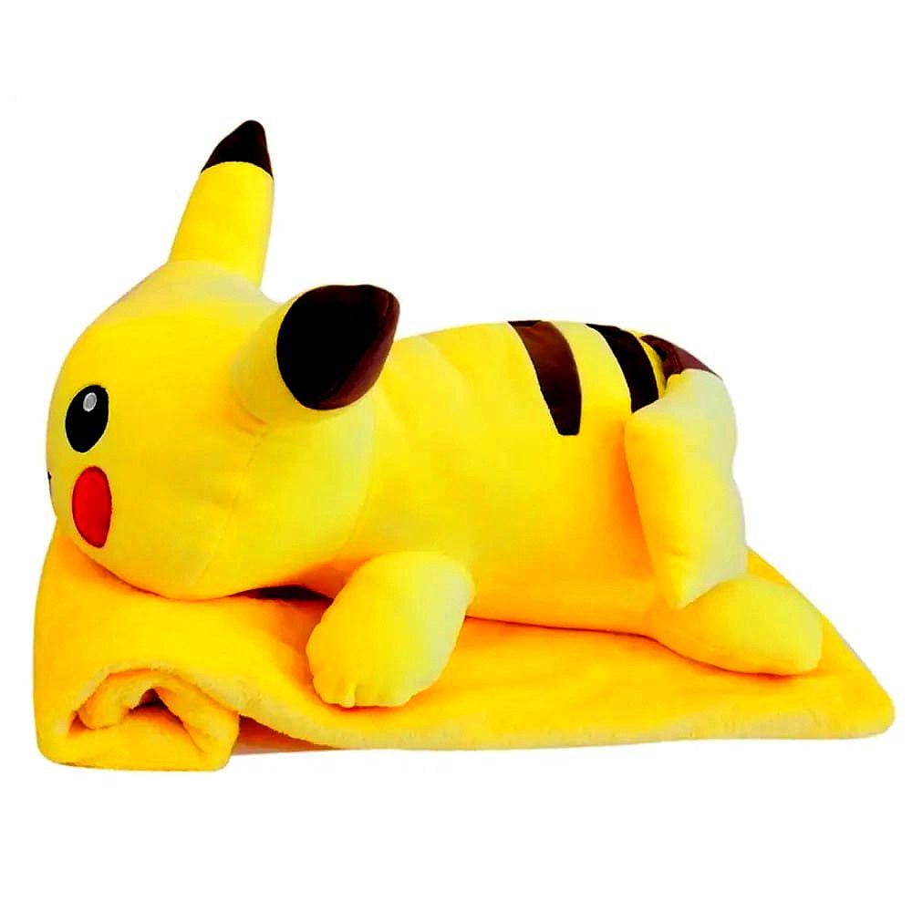 Мягкая игрушка-подушка Покемон Пикачу с пледом 50 см (1-17-23755314568)