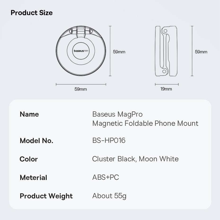 Тримач магнітний для телефону BASEUS MagPro Magnetic Foldable with MagSafe Black (B10564101121-00) - фото 9 Тримач магнітний для телефону BASEUS MagPro Magnetic Foldable with MagSafe Black (B10564101121-00) - фото 9