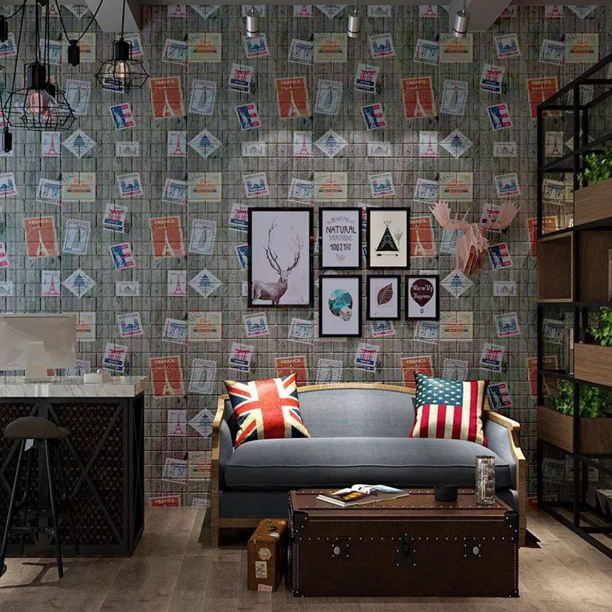 3D-панель самоклеюча Sticker Wall Поштова марка/Сірі дошки 700х700х4 мм (Панель-91) - фото 5