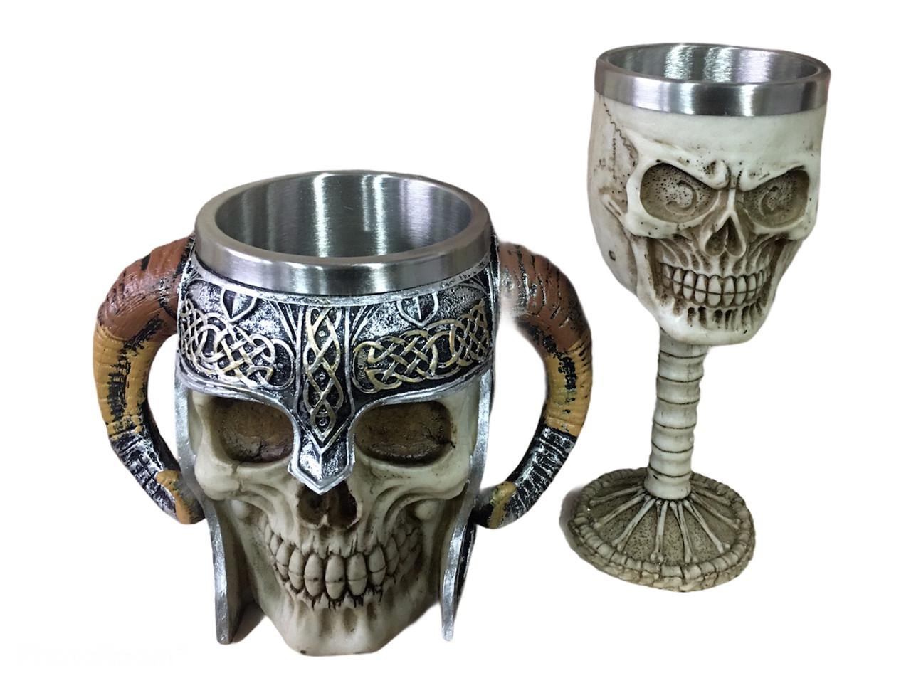 Набор кружка и чашка 3D Сатан Череп в трещинах 200/500 мл