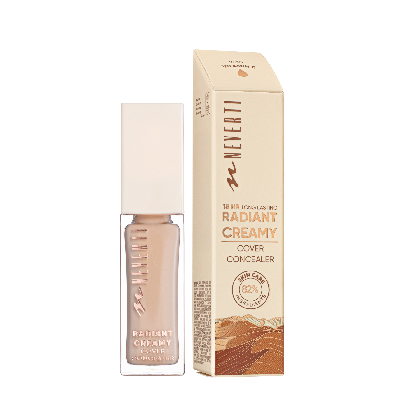 Консилер для обличчя Neverti Radiant Creamy Cover Conealer з вітаміном Е 10 мл 003 Warm Nude (NP303)