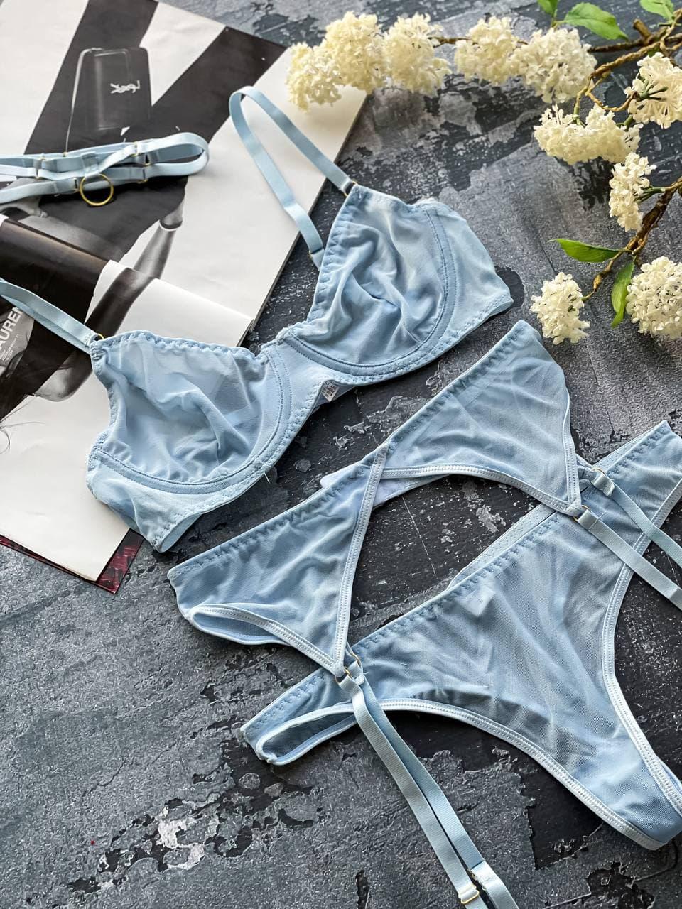 Нижнее белье DO2110 с чокером L Голубой - фото 9 Нижнее белье DO2110 с чокером L Голубой - фото 9