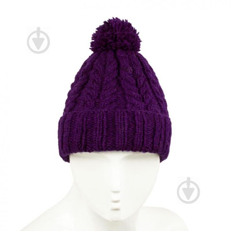 Шапка с помпоном Трела Пар Kathmandu Ручная работа 100% шерсть яка М 57-58 Фиолетовый тёмный (24847)