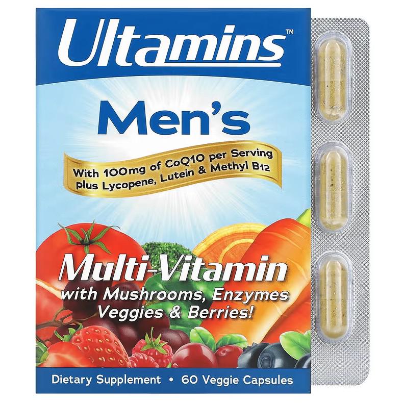 Витамины Ultamins Men's Multi-Vitamin with CoQ10 Mushrooms Enzymes Veggies&Berries 60 капсул (ULM-01270)
