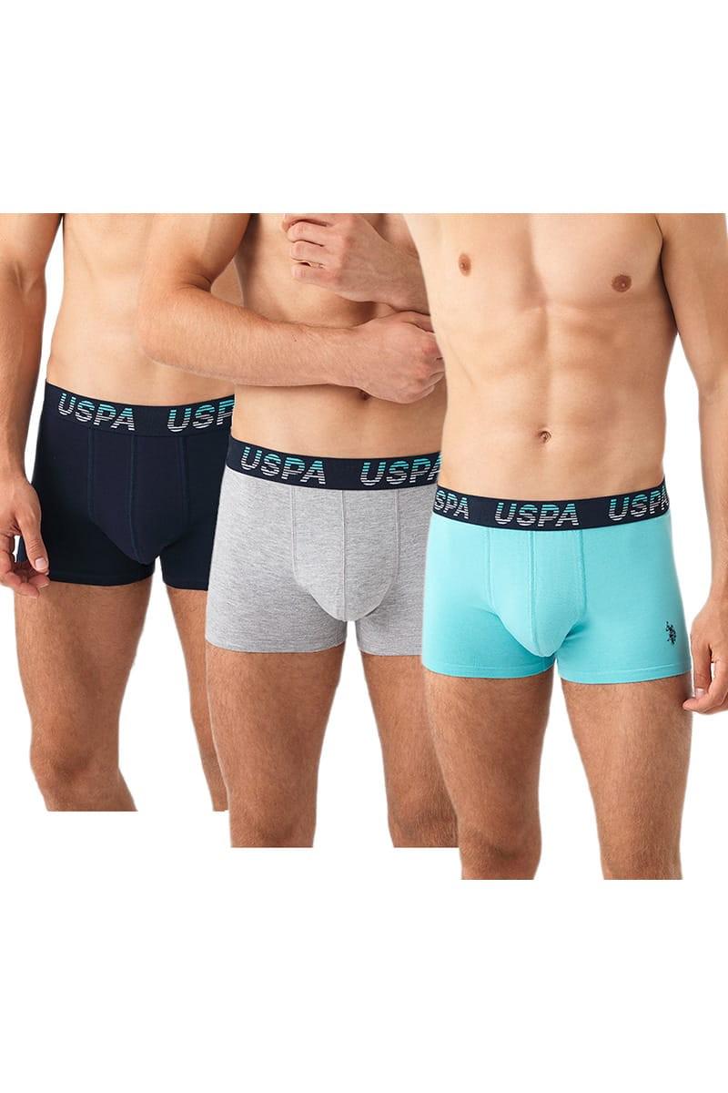 Труси боксеры U.S. Polo ASSN р. 54/2XL 3 шт. Синий/Серый/Мятный (67907)