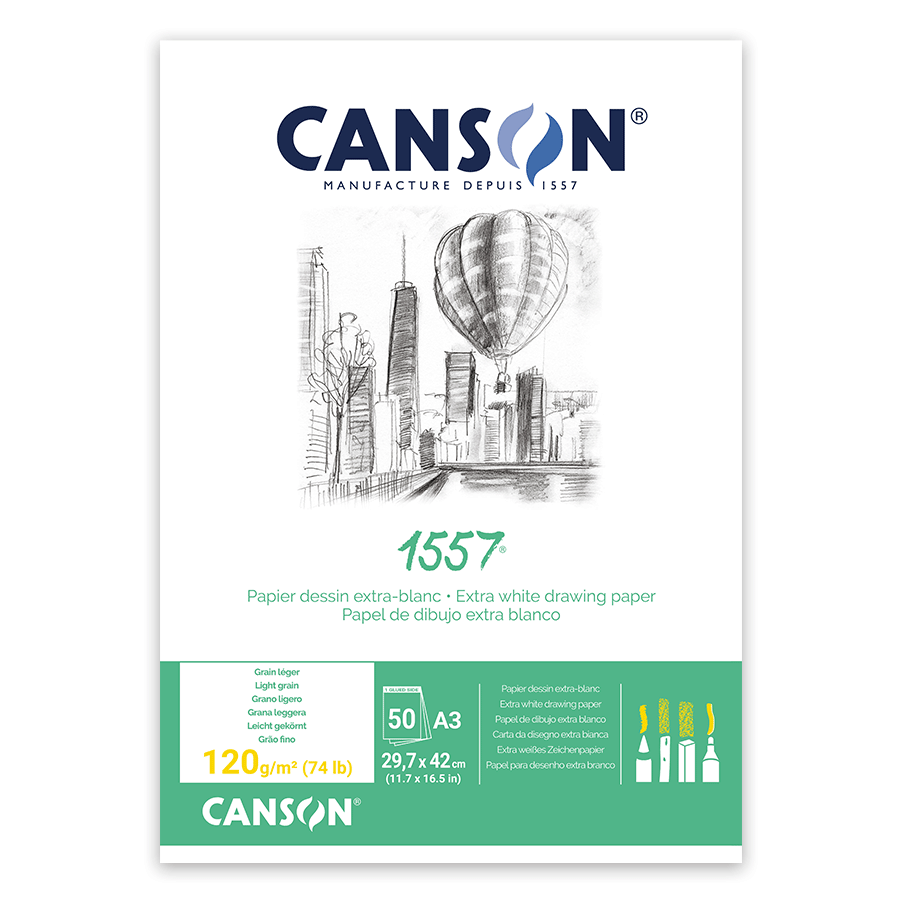 Альбом для графіки Canson 1557 склейка 120 г/кв. м 50 арк. А3 Білий (C204127409) Альбом для графіки Canson 1557 склейка 120 г/кв. м 50 арк. А3 Білий (C204127409)