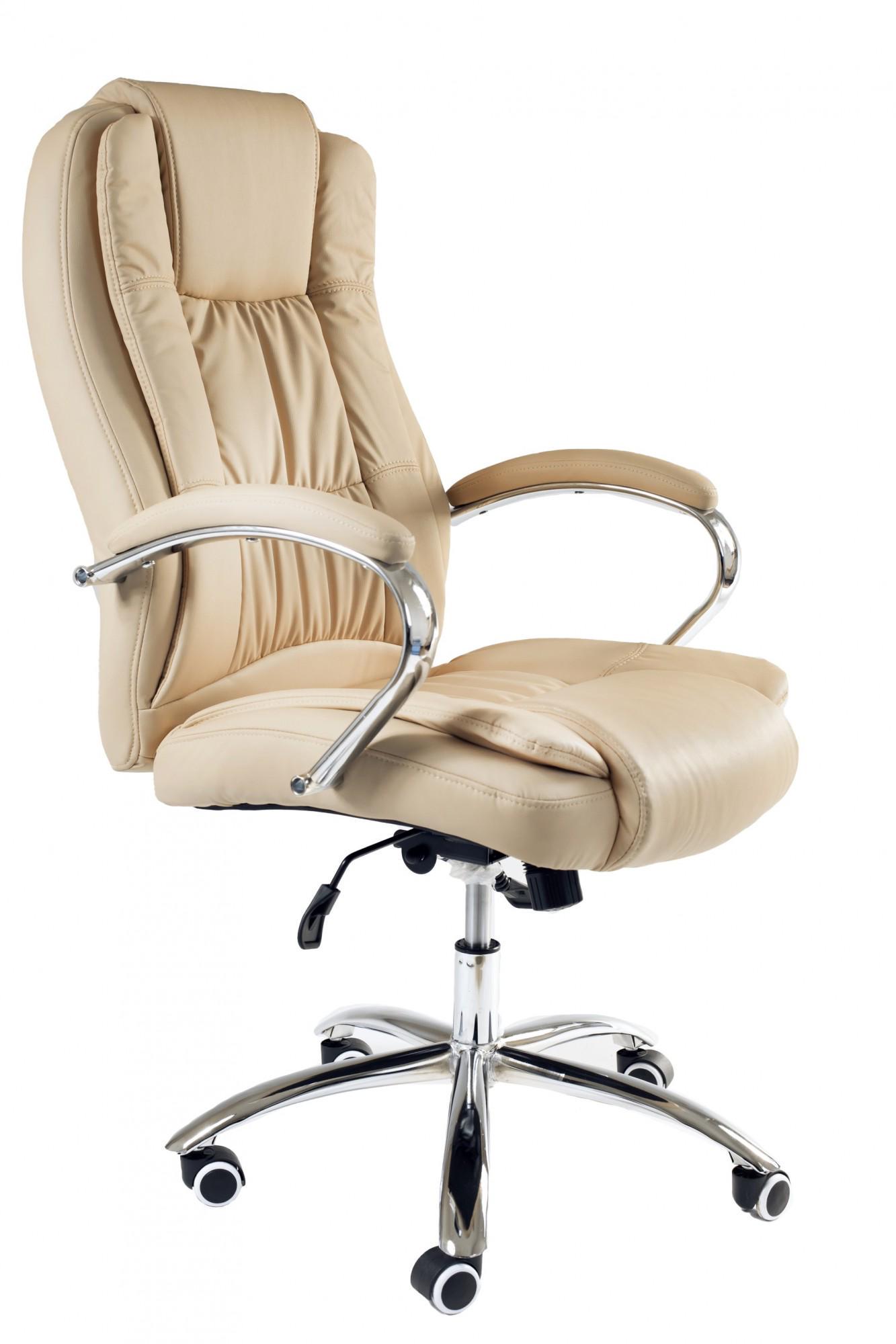 Кресло офисное компьютерное Kali LuxDesign хром Anyfix экокожа Бежевый - фото 1