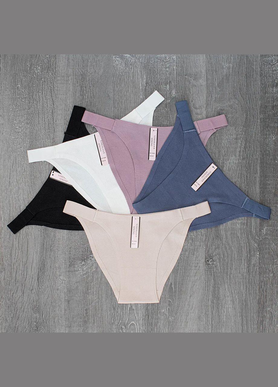 Набор бесшовных женских трусов из натурального хлопка в рубчик 5 шт. M (V2065)